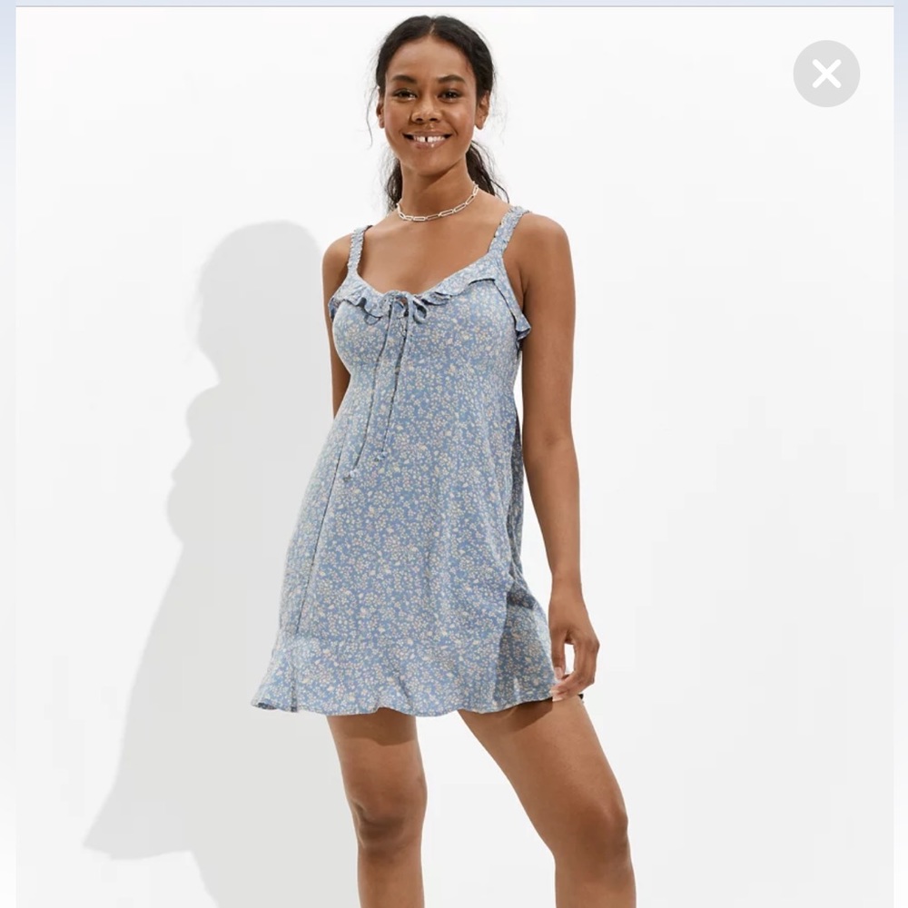 American Eagle AE Ditsy Floral Ruffle Mini Dress